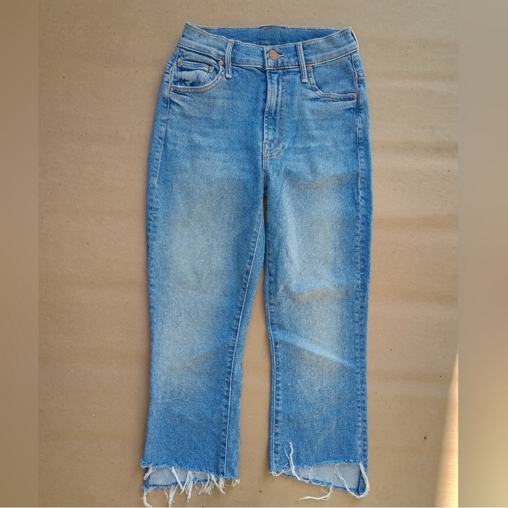 Mother The Insider Crop Step Fray Sz 24 Shoot To Thrill Wash Jeans